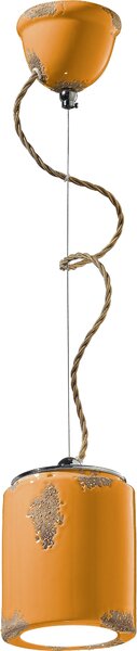 Lampada a sospensione in Vetroceramica Ø 12,5 cm H: max. 114 cm Giallo Shabby antico E27 lampada rotonda in Vetroceramica vintage