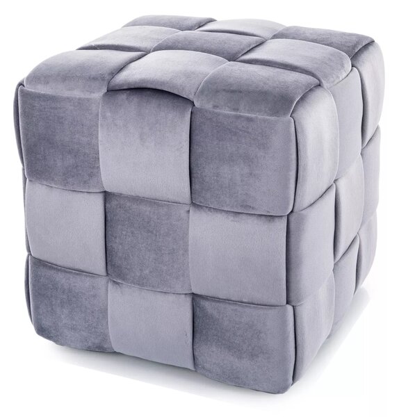 Pouf Casel Velvet in velluto color grigio – 42x42x42 cm
