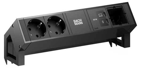 Scrivania BACHMANN DESK2, con 2 prese CEE7/3, 1 porta USB-C con ricarica da 65W, 1 cavo di alimentazione CM, lunghezza 0,2 metri, colore RAL9005