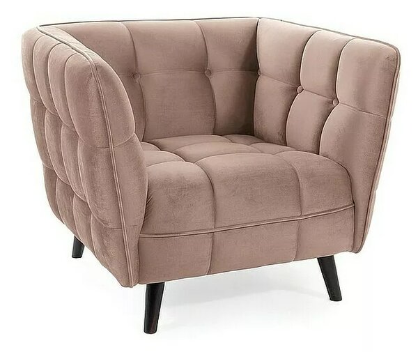 Poltrona Castello Velvet in velluto beige scuro Bluvel 40 e struttura in legno wenge – 92x85x78 cm