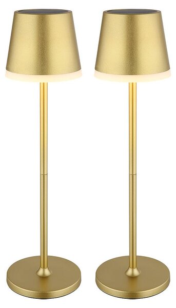 Lampada da tavolo solare a LED, dorata, con due possibili altezze, altezza 41 cm