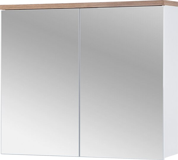 Mobile Bagno Con Specchio 80 Cm Bianco Lucido 2 Ante Moderno