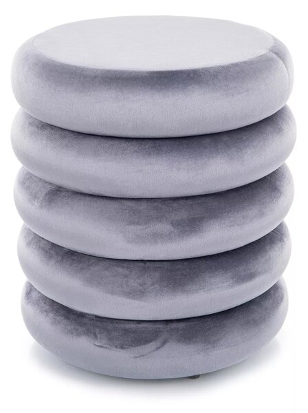 Pouf Calvi Velvet con contenitore in velluto color grigio – Ø40x46 cm