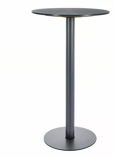 Tavolo bar BT007 in ceramica nera e struttura in metallo nero opaco – Ø60x105 cm
