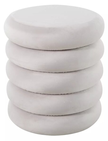 Pouf Calvi Velvet con contenitore in velluto color beige chiaro – Ø40x46 cm