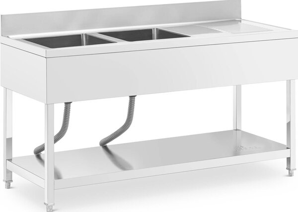 Expondo Royal Catering Lavello - 2 vasche - Acciaio inossidabile - 160 x 60 cm -