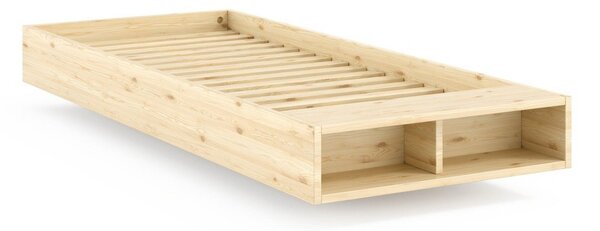 Letto singolo di colore naturale in pino massiccio senza testiera con rete inclusa 90x200 cm Merge – Karup