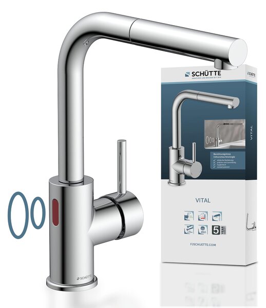 Rubinetto da cucina SCHÜTTE Vital con comando a sensore, rubinetto da cucina estraibile, rubinetto da lavello a risparmio energetico