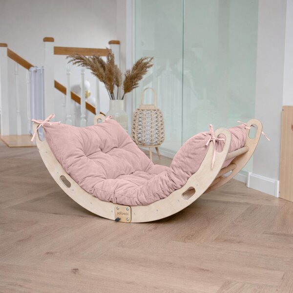 MAMOI® Arco da arrampicata con cuscini, cuscini per altalena arcobaleno, triangolo da arrampicata, arrampicata per bambini, arco in legno per bambini, parco giochi, struttura per arrampicata da interno