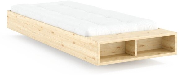 Letto singolo di colore naturale in pino massiccio senza testiera con rete inclusa 90x200 cm Merge – Karup