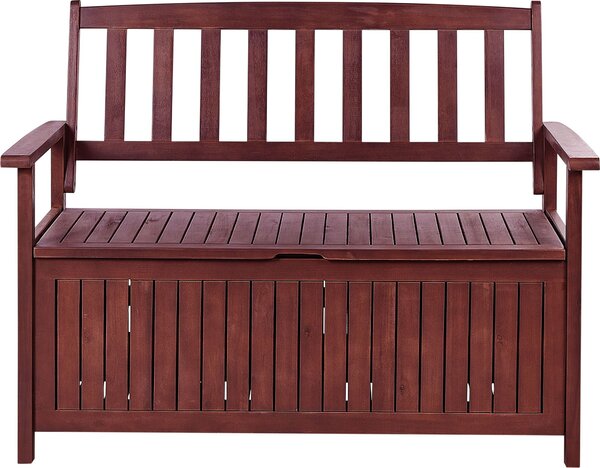 BELIANI Panca da giardino con contenitore in legno massiccio di acacia marrone mogano 120 x 60 cm 2 posti Terrazza da giardino Stile rustico tradizionale