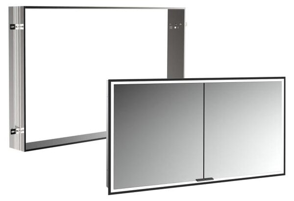 Specchio da bagno Kronenbach Cube 2.0, dimensioni 120 cm, con telaio integrato, 2 ante