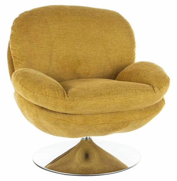 Poltrona Brigitte Brego in tessuto curry Brego con struttura in metallo cromato e seduta girevole – 77x87x83 cm