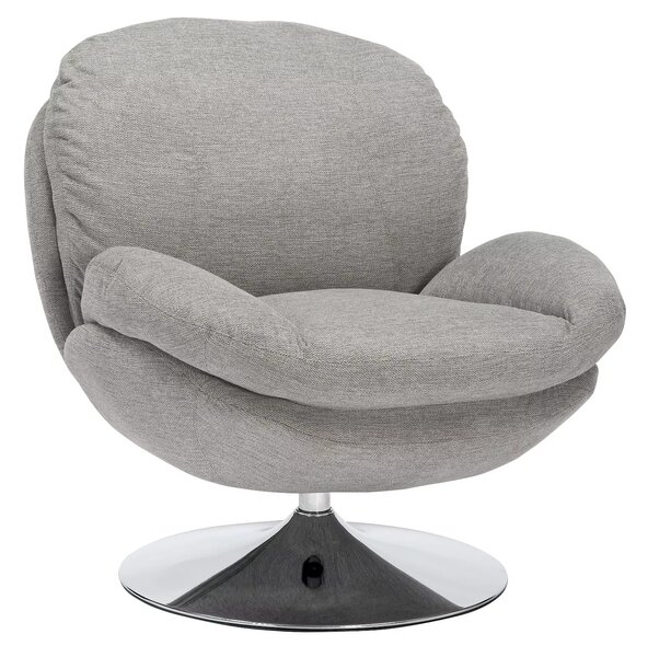 Poltrona Brigitte Brego in tessuto grigio Brego 07 con struttura in metallo cromato e seduta girevole – 77x87x83 cm