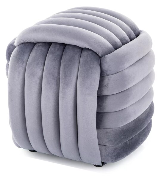 Pouf Bruni Velvet in velluto color grigio – 45x45x42 cm
