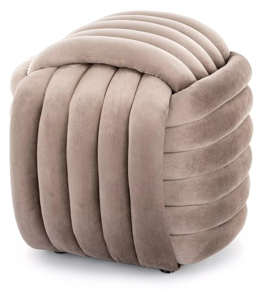 Pouf Bruni Velvet in velluto color beige scuro – 45x45x42 cm