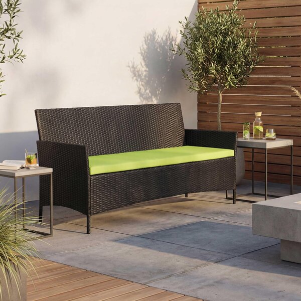 Panchina da giardino in polyrattan a 3 posti Hamar, panchina ~ antracite, cuscini verdi