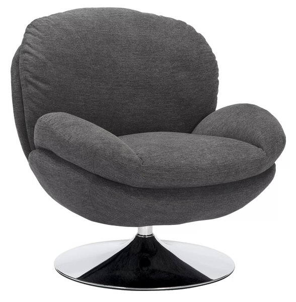 Poltrona Brigitte Brego in tessuto grigio scuro Brego 18 con struttura in metallo cromato e seduta girevole – 77x87x83 cm
