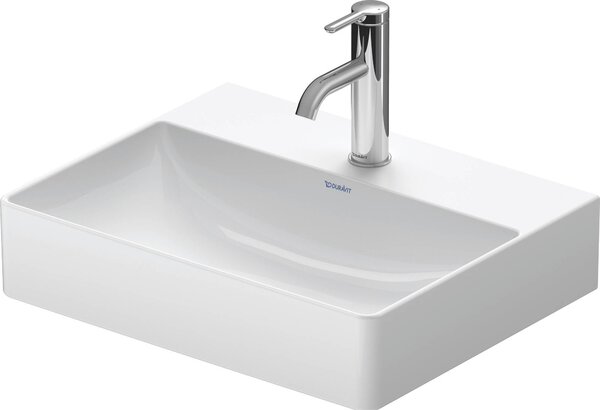 Duravit DuraSquare - Lavabo da appoggio, 500x400 mm, 1 foro per rubinetto, DuraCeram, bianco 2356500071
