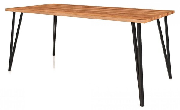 Tavolo da pranzo Rolo in faggio massiccio 90x110x76 cm con gambe in metallo nero
