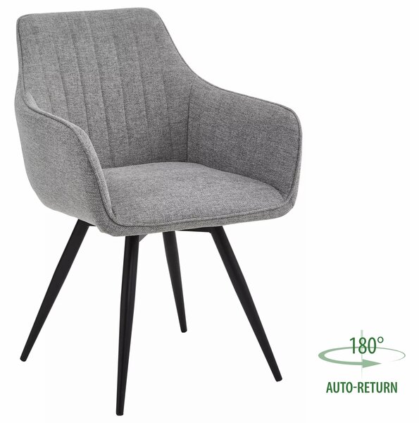 Sedia Ballo Brego con rotazione automatica 180° – tessuto grigio e struttura in metallo nero opaco