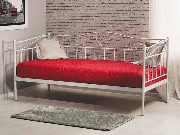Letto Birma in metallo bianco con rete inclusa – 90x200 cm