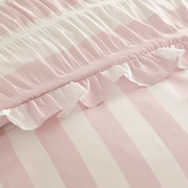 Set copripiumino e federa rosa per letto singolo 135x200 cm Seersucker Frill Stripe – Catherine Lansfield