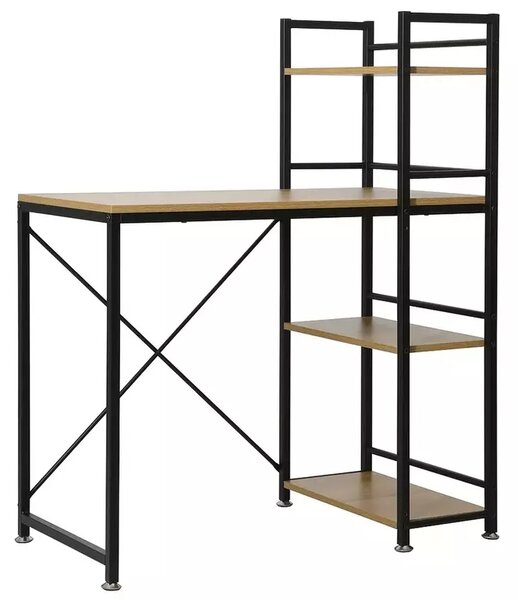 Scrivania B-036 con struttura in metallo nero e piano in rovere – con estensione regolabile fino a 113 cm