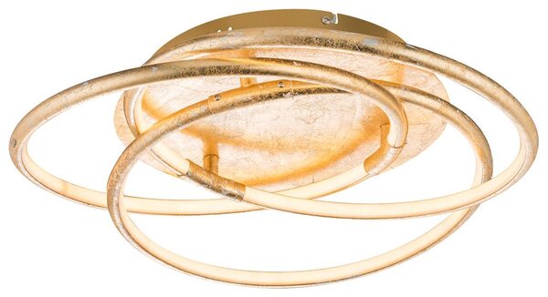 Plafoniera LED, oro, design ad anello, alluminio, P 50 cm