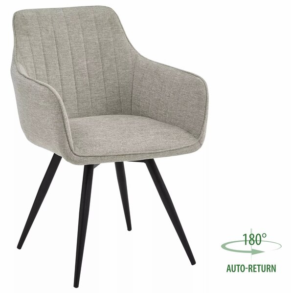 Sedia Ballo Brego con rotazione automatica 180° – tessuto beige chiaro e struttura in metallo nero opaco