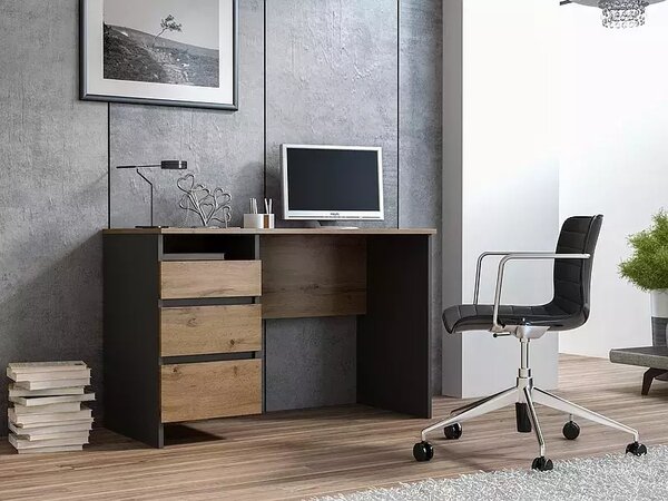 Scrivania B-005 in finitura rovere Wotan e antracite – 120x55x77 cm