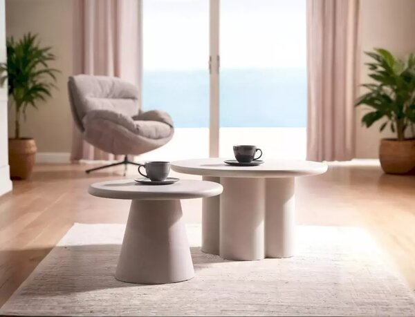Tavolino Aurora rotondo in microcemento grigio chiaro – Ø60 cm