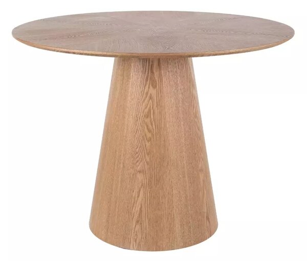 Tavolo Angel rotondo in MDF con impiallacciatura naturale rovere e dettagli nero opaco – Ø100 cm
