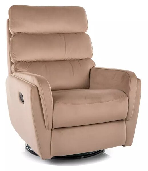 Poltrona reclinabile Argos in velluto Bluvel con funzione girevole e dondolo – colore beige