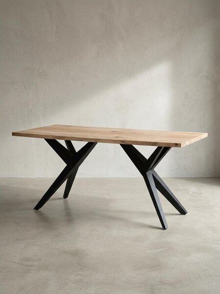 Tavolo da pranzo 160x80x76 cm in legno massello di acacia Tavolo da pranzo in metallo in stile loft, tavolo da cucina con gambe in metallo, tavolo in legno industriale grande, tavolo da pranzo rettangolare