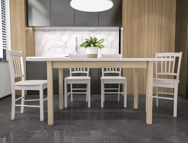 Tavolo Adam estensibile in MDF effetto rovere Cremona Torro e piano laminato color cashmere – 90-125x65 cm