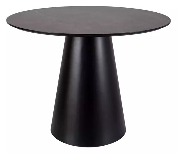 Tavolo Angel rotondo Ø100 cm effetto marmo grigio con struttura nero opaco