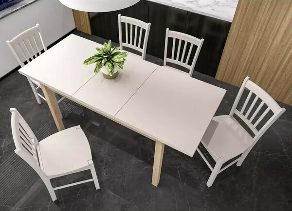 Tavolo Adam estensibile in MDF effetto rovere Cremona Torro e piano laminato color cashmere – 120-160x68 cm