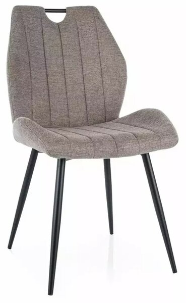 Sedia Arco Brego in tessuto beige e struttura in metallo nero opaco – 51x43x91 cm