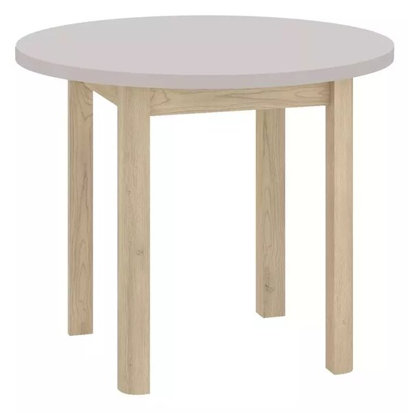 Tavolo Adam rotondo in MDF effetto rovere Cremona Torro e piano laminato color cashmere – Ø80 cm