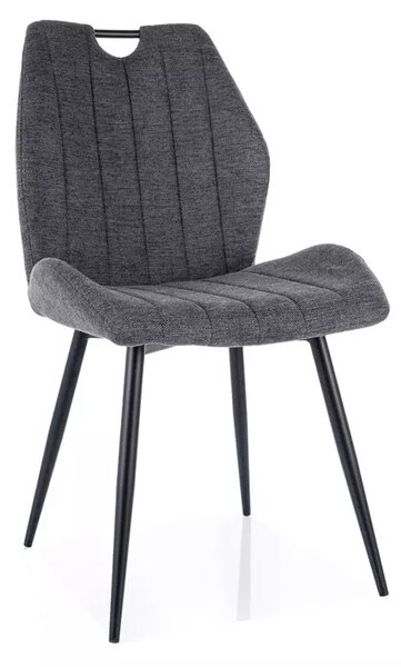Sedia Arco Brego in tessuto grigio scuro e struttura in metallo nero opaco – 51x43x91 cm