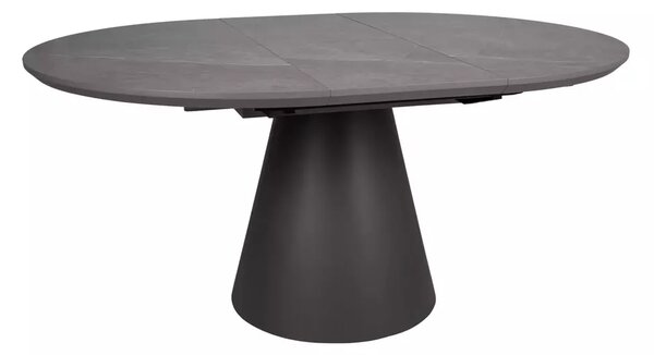 Tavolo Angel II estensibile Ø120 cm effetto marmo grigio e struttura nero opaco