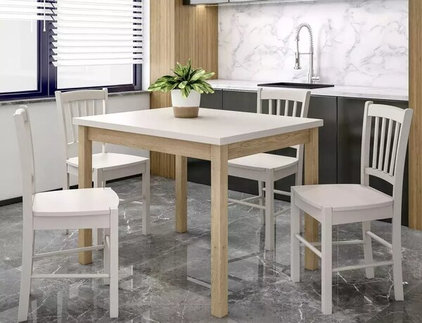 Tavolo Adam in MDF effetto rovere Cremona Torro e piano laminato color cashmere – 80x80 cm