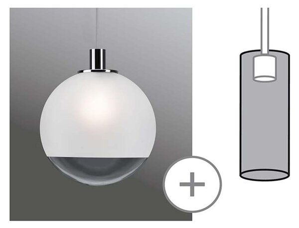 Paulmann URail 2Easy, vetro, massimo 20W, finitura satinata/trasparente, lunghezza 300mm, per lampade a sospensione, lampade a sfera