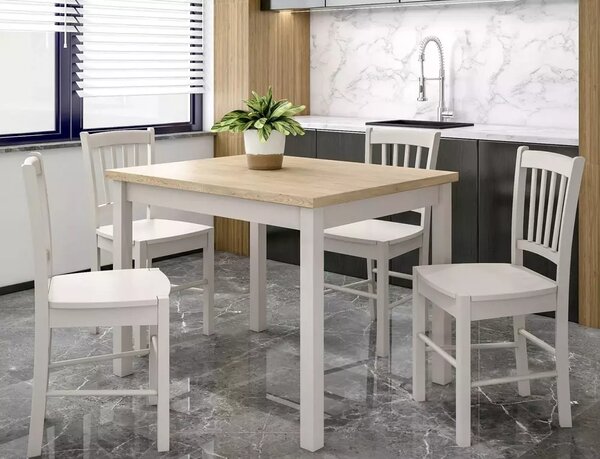 Tavolo Adam in MDF color cashmere e piano laminato effetto rovere Cremona Torro – 80x80 cm