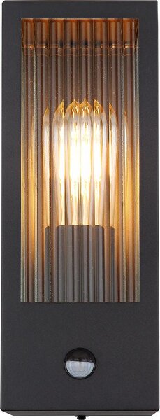 Applique da esterno a LED, nero, vetro, rilevatore di movimento, H 32 cm