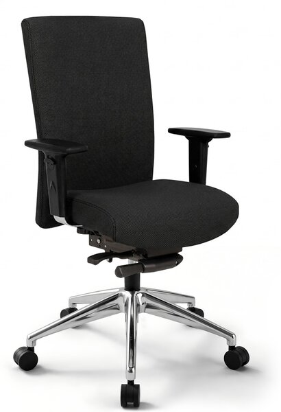VERSEE Terox Sedia girevole in tessuto nero – sedia da ufficio ergonomica e sedia da scrivania, rivestimento traspirante, comoda sedia girevole, stabile fino a 150 kg