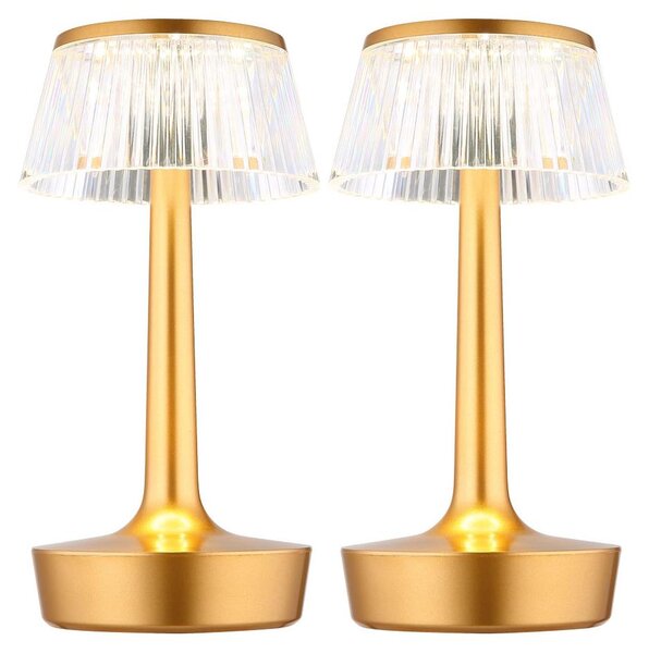2x Lampada da tavolo a LED, ottone, effetto cristallo, touch, dimmer