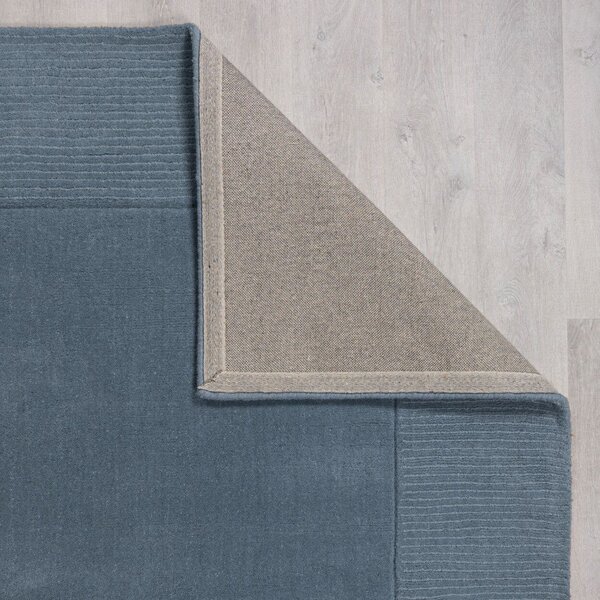 Tappeto blu scuro in lana tessuto a mano 200x290 cm Textured Wool Border – Flair Rugs