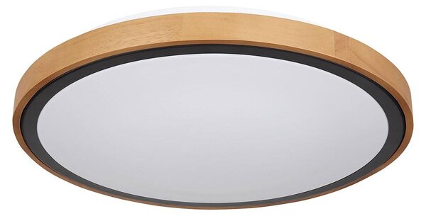 Plafoniera LED, legno, nero, opale, CCT, P 43,7 cm